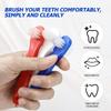 UPIQNG 3Pcs Denture Brush Double Heads Toothbrush Multi Layered Hard Hygiene Denture Cleaner T-Shape False Teeth Cleaning Tool (Red,White,Blue) view 4