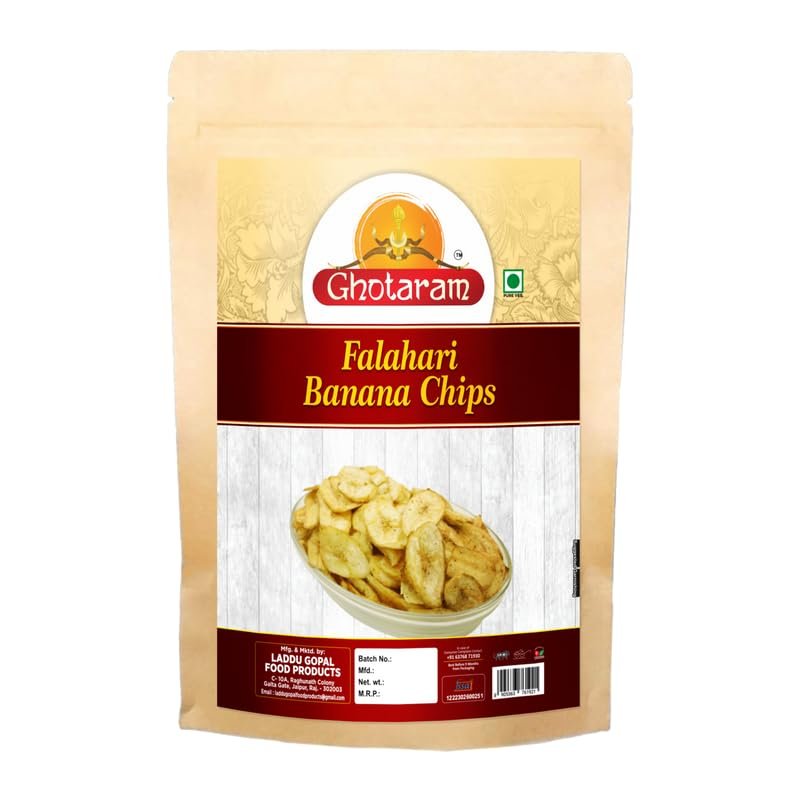 Ghotaram Cuttack Champa Kadali Banana Namkeen Snack Chips wafers, Farali Banana Chips Made In Ground Nut Oil With Goodness Of Malabar Black Pepper And Himalayan Pink Rock Salt-250 * 1Pack