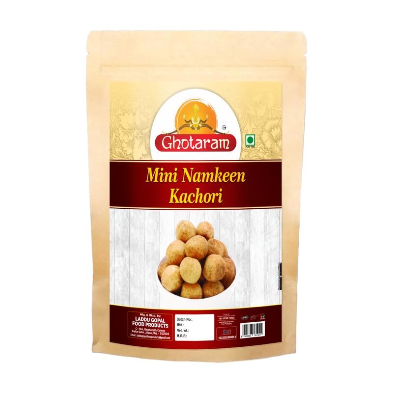 Ghotaram Dry Jamnagar Mini Kachori Spicy and Crispy Gol Kachaudee, Foodie Favourite, Tasty and Authentic Dry Mini Kachauri Nashta, Filled with daal and spices Fry in Earthnuts oil-250 * 1Pack