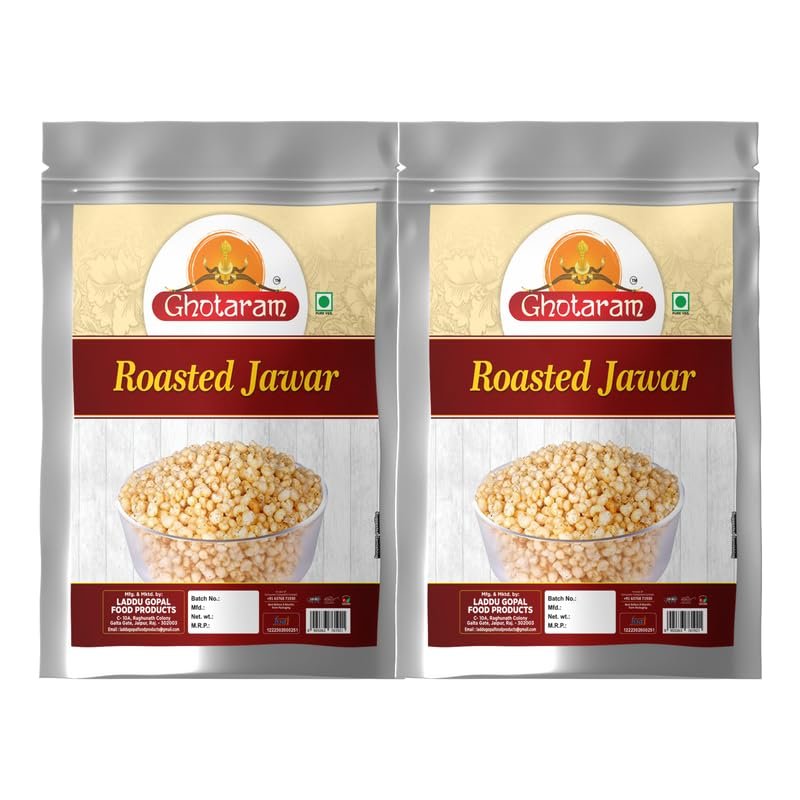 Ghotaram Ahmednagar White Sorghum Kurmura Murmura Puff Snack, Roasted Sorghum Murmure Puff Snack, Oil Free Ready to eat Namkeen Snack, Travel Friendly Favourite Namkeen Snack-150g*2Pack