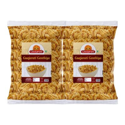 Ghotaram Kutch Mandvi Gujarati Makhania Gathia Famous Gujarati Gathiya Snack Organic Namkeen, SPECIAL BESAN GATHIYA AJWAIN BESAN STICKS, GUJARATI FARSAN Healthy Indian Snacks-150g*2Pack
