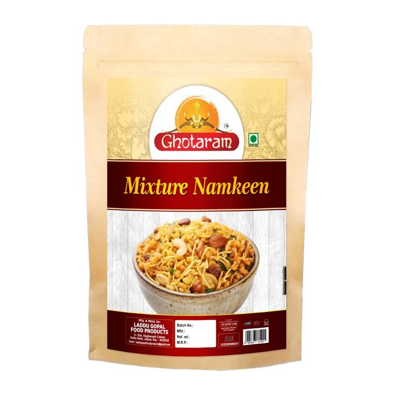 Ghotaram Navratan Mixture All time Favourite Indian Snacks, Namkeen, Ready to eat, No Preservatives, Crsipy & Light Namkeen Snacks, Made In Healthy Natural Groundnut Peanut Oil-300g*1Pack