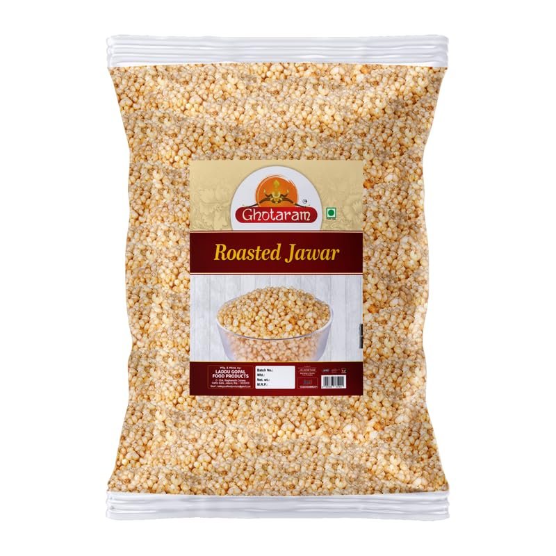 Ghotaram Oil Free Jowar Puffs Roasted Sorghum Puffs The KING OF MILLETS Jowar Snack, High Fibre, Gluten Free, Low Calorie Snack, Bachcho Ka Favourite Healthy Roasted Snack-250 * 1Pack