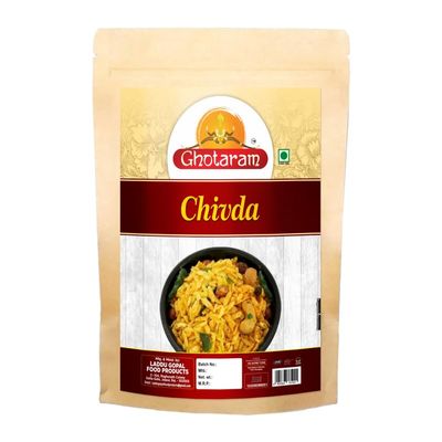 Ghotaram Muhiyabad Chiwda Chivda Indian Namkin Snacks, Namkeen Cornflakes Poha Mix Chiwda Namken, Lite Diet Cornflakes Poha Pauwa Peanut Mix Chivra Chivda, HEALTHY SNACKS-300g*1Pack