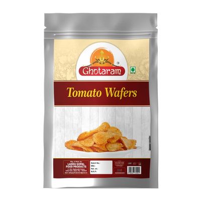 Ghotaram Kerala TANGY TOMATO CHIPS WAFERS Natural, No Added Preservatives, GMO Free, No Artificial Flavour Fried Potato Chips Wafers Traditional Indian Snacks Namkeen-300g*1Pack