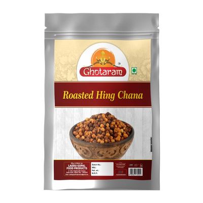 Ghotaram Organic Roasted Chana- Salted, High Protein and Fibre Diet Snacks, Chatpata Masala Roasted Bhuna Hing Jeera Flavoured Namkeen Chana Oil-free ready to eat Hing Chana-350g*1Pack