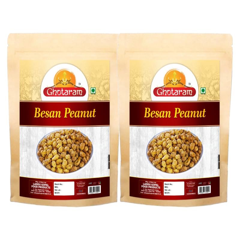 Ghotaram Baeshun Java peanuts Tasty Spicy Coated Peanuts Namkeen Besan Coated Masala Peanuts, Spicy Chakna Teatime wholesome snack, Festival Season Diwali Rakhi Namkeen Snack-150g*2Pack