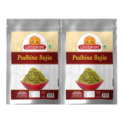 Ghotaram Virabhan Shekhawati Aloo Alu Poodina Mint Bhujiya Bhujia, Putiha Bhujia Bhujiya Namkeen Snack, Rajasthani Bhujiya Namkeen Made In Groundnut Oil Anytime Healthy Snack-150g*2Pack