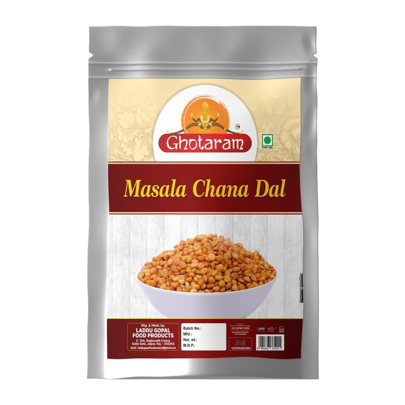 Ghotaram Jaipuri Namkeen Masala Chana Dal Namkeen Protein Rich Gluten Free, Chatpata Dal CHANA DAL Namken, Chana Dal Spicy, Special Rajasthani Taste Festival Season Savoury Snack-300g*1Pack