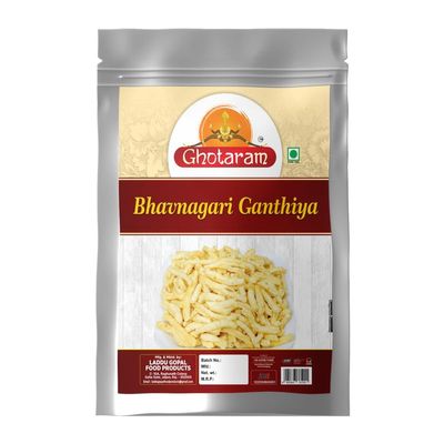 Ghotaram Soft Organic Bhavnagari Gathiya Namkeen Made with Groundnut Oil, Organic Ganthiya Namkeen, Healthy Indian Snacks, Festive Season Favourite Lite Savoury Snack-300g*1Pack