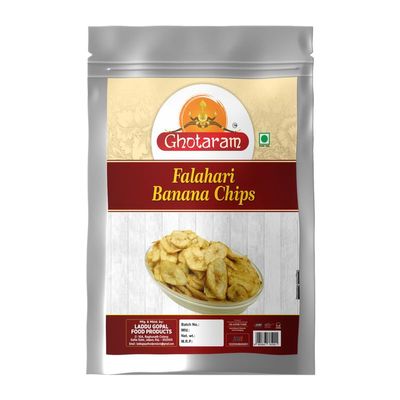 Ghotaram Calicut Calcutta Banana Chips BANANA CHIPS Kella Kela Chips wafers Tangy & Crispy Taste Namkeen CHIPS SNACK, Made In Ground Nut Oil, Fast Vrat Upwaas Navratri snack-350g*1Pack