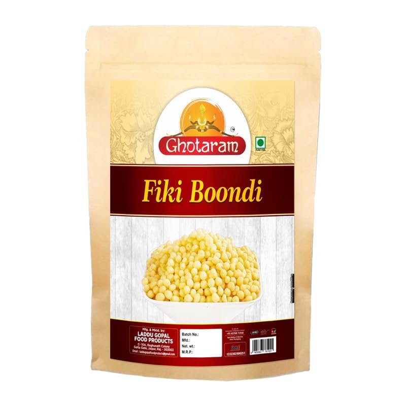 Ghotaram Rajawadi Plain Boondi, Boondi For Raita Boondi Nugre, Fiki Boondi Nukti Bundi, Healthy and Hygenic, No Artificial Colours, No Preservatives Vegetarians Snack-250 * 1Pack