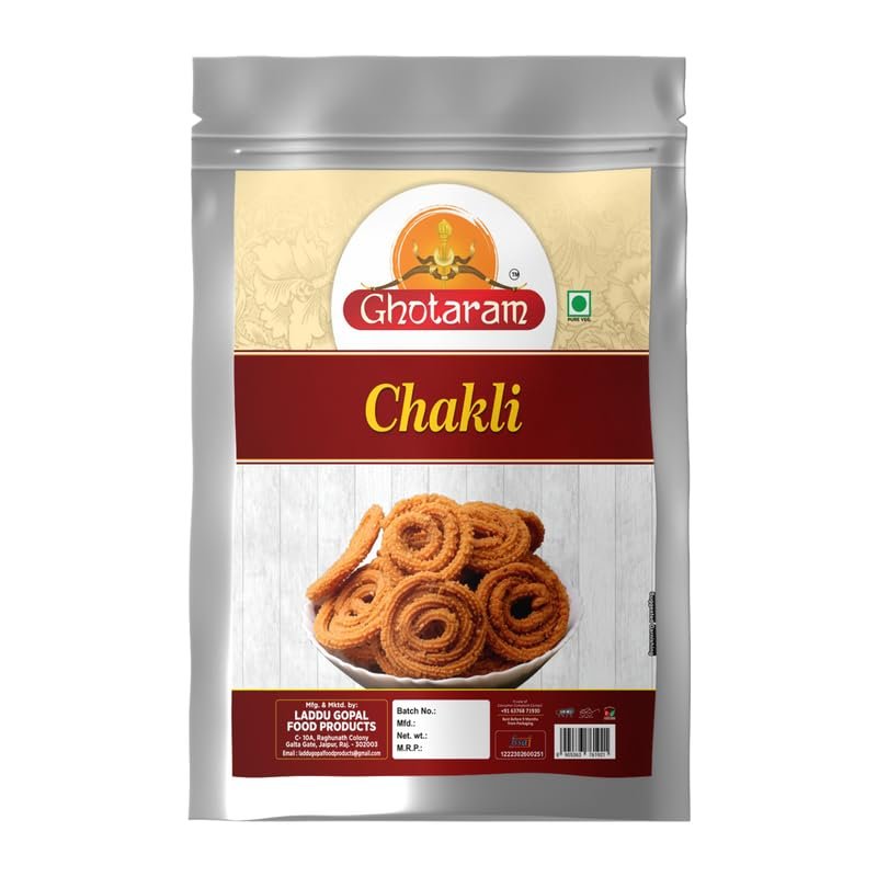 Ghotaram Kerala Special Bhajni Chakli Chakoli Snacks, Namkeen Snacks, Namken Chakli Butter Chakri Namkin, Ready to Eat snacks - Tea Time Chakli, Chakli Diwali Rakhi Snack and Namkeen-350g*1Pack