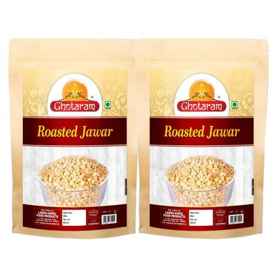 Ghotaram Nanded Roasted Jowar KURMURA MURMURA, Jowar JAWAR Puff for Healthy Breakfast Tea Time Oil Free Namkeen Snack, Travel Friendly Favourite Snacks Suitable for Vegetarians-150g*2Pack