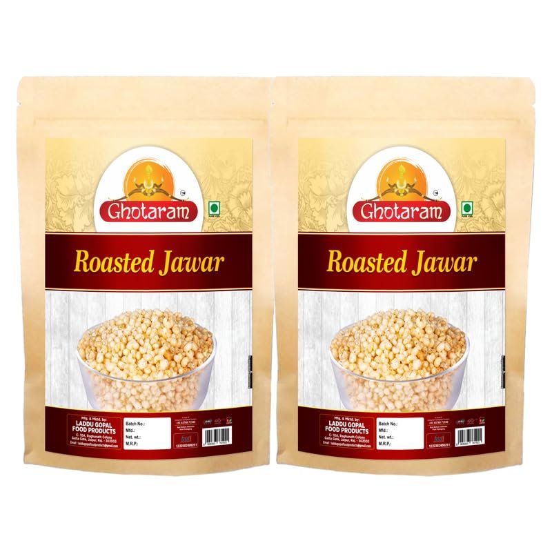 Ghotaram Nanded Roasted Jowar KURMURA MURMURA, Jowar JAWAR Puff for Healthy Breakfast Tea Time Oil Free Namkeen Snack, Travel Friendly Favourite Snacks Suitable for Vegetarians-150g*2Pack