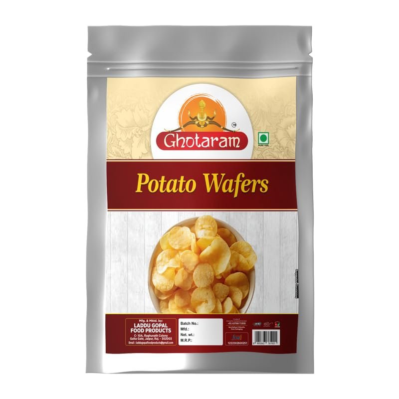 Ghotaram Urulakizhangu Chips Wafers Namkeen Snack, Falahari Aloo Batata Alu Chips Wafers, Uralaikilangu Wafers, Chips Ready to eat Bachcho Ka Favourite Healthy Namkeen Snack-350g*1Pack