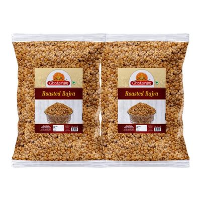 Ghotaram Diabetic Friendly Roasted Bajra Pearls, Diet Namkeen & Snacks High in Protein, Roasted Bajra Puff Masala Evening Tea Time Roasted Snack, Bajra Masala Roasted Namkeens-150g*2Pack