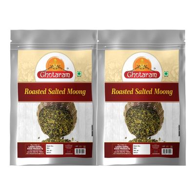 Ghotaram Marwari Roasted Green Moong Namkeen Snack, Roasted Healthy Mung Bean Namkeen Snack, Rich in Protein, Ready to Eat Party Savoury Snack Healthy Diet Namkeen Snack-150g*2Pack