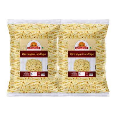 Ghotaram Classic Rajkot Bhavnagari Ganthiya Gujarati Gathiya, Organic whole Spices, Fried in Cold Pressed Groundnut Oil Organic Namkeen, Healthy Indian Snacks No Preservatives-150g*2Pack