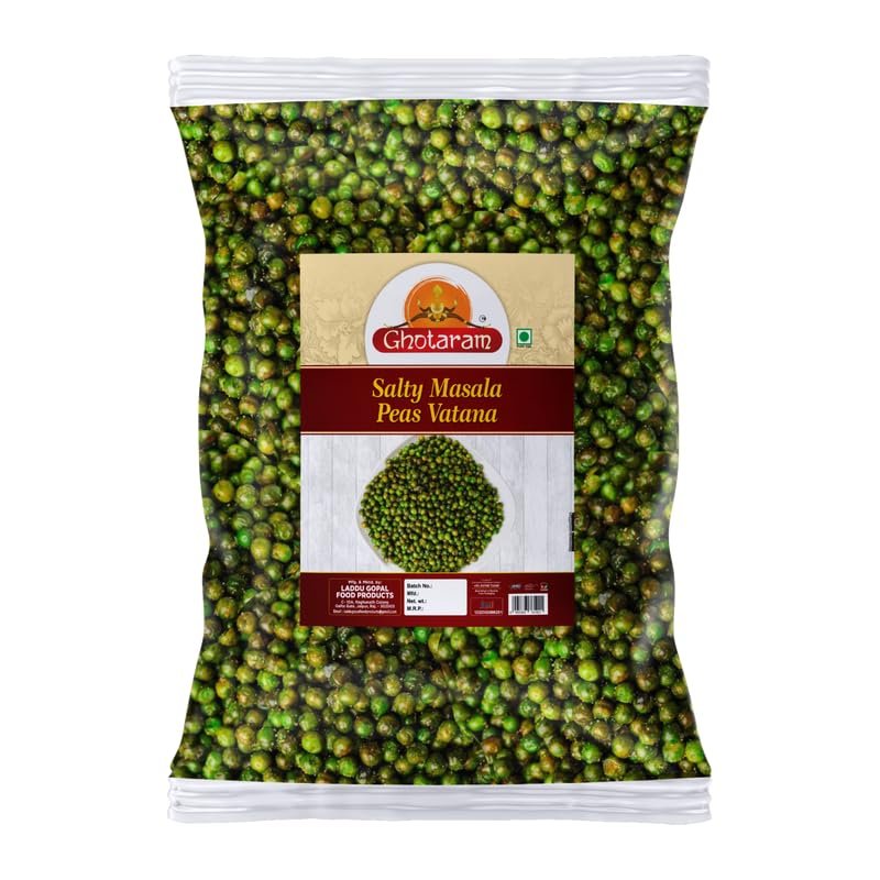 Ghotaram Masala Matar, Bhuna Masala Green Matar, Spicy Roasted Peas, Crunchy Green Matar, Chakhna Snacks Spicy Healthy Authentic Indian Snacks, Bachcho Ka Favourite Savoury Snack-300g*1Pack