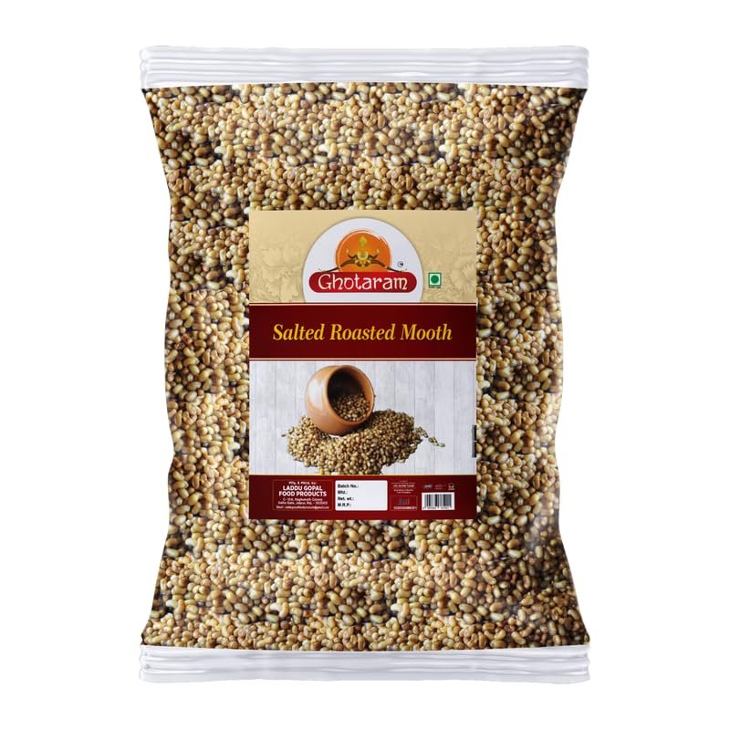 Ghotaram Organic Roasted Moth Whole Namkeen Snack Sabut Unpolished Dal Snack, Roasted Whole Muth, Matki, Moth Whole, Namkeen Moth bean Snack Healthy Party Snack Namkeen-300g*1Pack