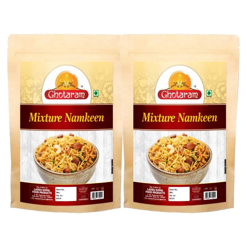 Ghotaram Navratan Mixture All time Favourite Indian Snacks, Namkeen, Ready to eat, No Preservatives, Crsipy & Light Namkeen Snacks, Made In Healthy Natural Groundnut Peanut Oil-150g*2Pack