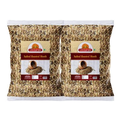 Ghotaram Organic Roasted Moth Whole Namkeen Snack Sabut Unpolished Dal Snack, Roasted Whole Muth, Matki, Moth Whole, Namkeen Moth bean Snack Healthy Party Snack Namkeen-150g*2Pack