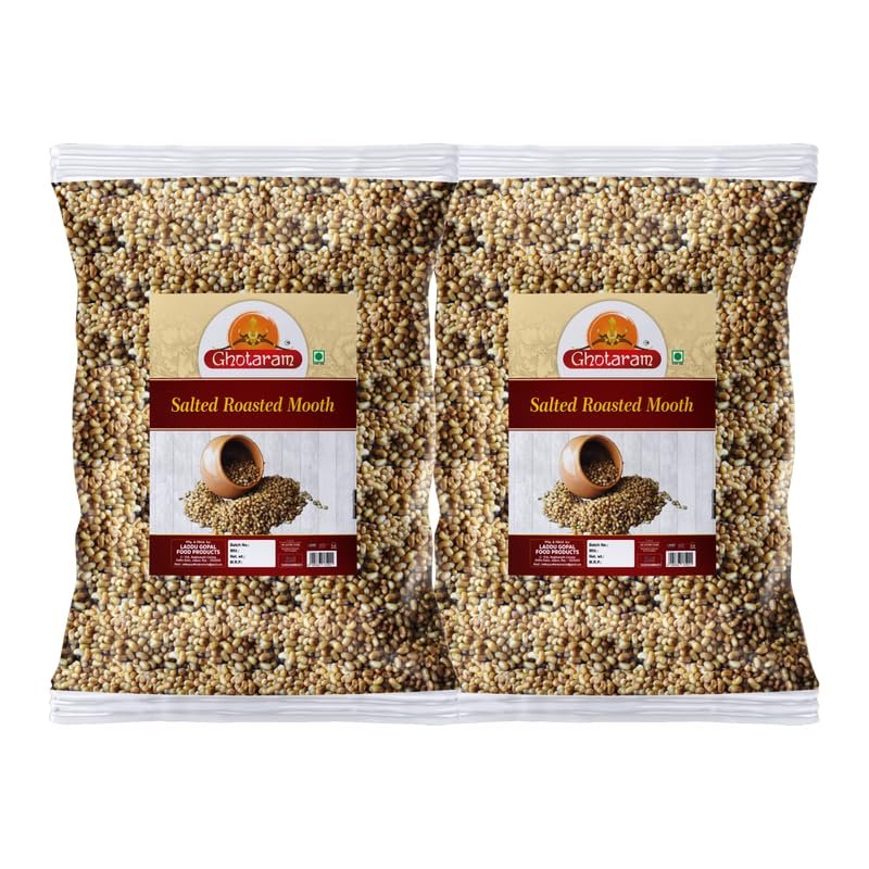 Ghotaram Organic Roasted Moth Whole Namkeen Snack Sabut Unpolished Dal Snack, Roasted Whole Muth, Matki, Moth Whole, Namkeen Moth bean Snack Healthy Party Snack Namkeen-150g*2Pack