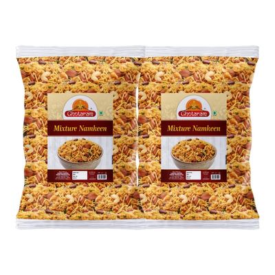 Ghotaram Namkeen - Bombay Mixture Cornflake Aloo Bhujia Bhujiya Dry Fruit Chivda Mixture Mix Namkeen, All Time Favourite Tasty Yummy Healthy Snack Festive Season Ready to eat Snack-150g*2Pack