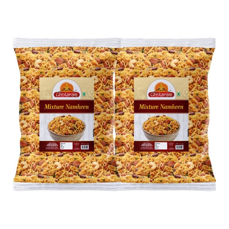 Ghotaram Namkeen - Bombay Mixture Cornflake Aloo Bhujia Bhujiya Dry Fruit Chivda Mixture Mix Namkeen, All Time Favourite Tasty Yummy Healthy Snack Festive Season Ready to eat Snack-150g*2Pack