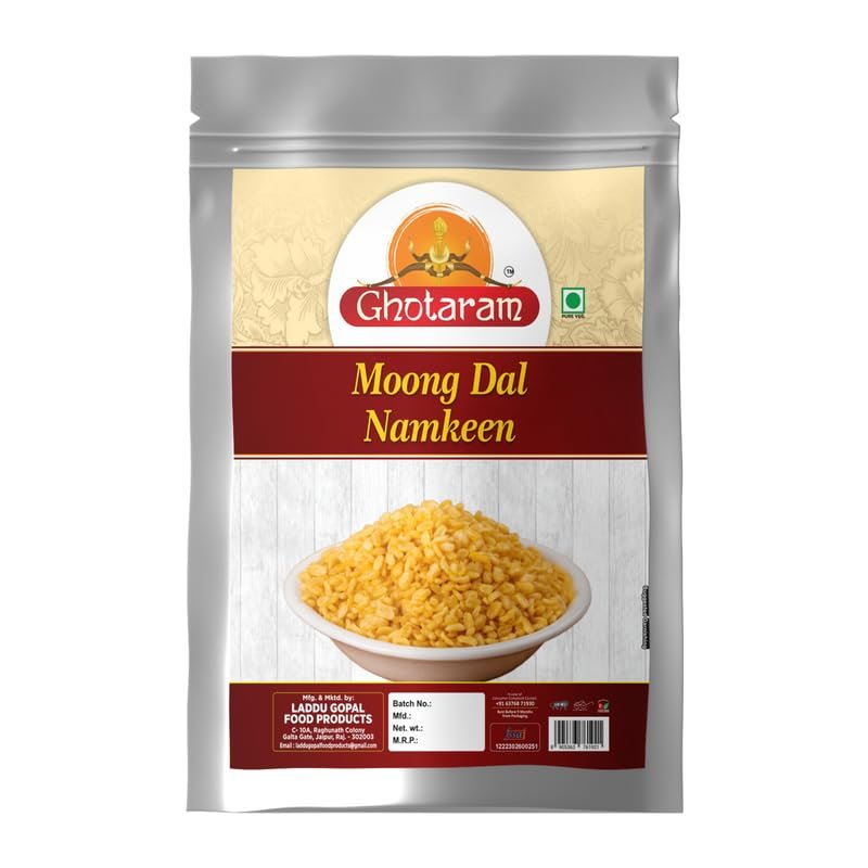 Ghotaram Plain Moong Dal Traditional Marwari Snack, Made Perfect Tea-Time Or Festive Treat, Ready To Eat, No Added (Preservatives And Artificial Flavouring) Crispy & Light Snacks-350g*1Pack