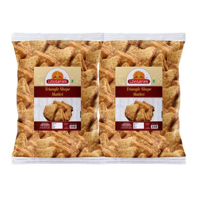 Ghotaram Bumbai Nagariya Homemade Ajwain Namkeen Mathi, Indian Masala Crispy Khasta Matthi, Healthy and Hygienic Snacks, Delightful Ready to Eat Mathri, Dahi Papdi Mathri-150g*2Pack