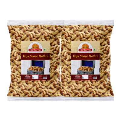 Ghotaram Bhachau Kutch Special Homemade Masala Kaju Mathri Namkeen Snack Crsipy & Crunchy, Refined flour Kaju Puri Mathris Ready to eat Healthy Tea Time Snack, Made In Groundnut oil-150g*2Pack