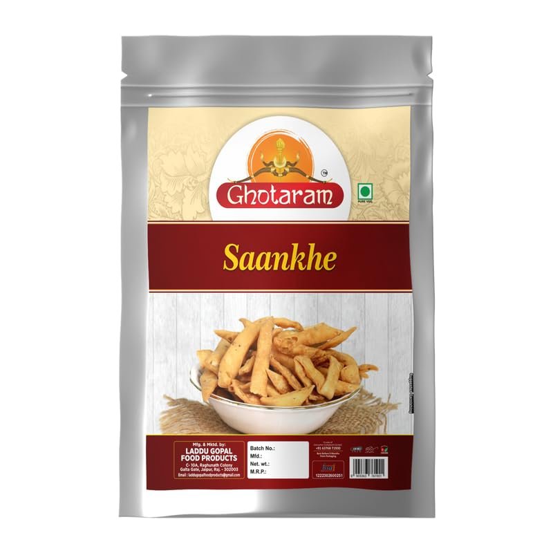 Ghotaram Sankhe Fali Mathri Milk Mathi Khasta Mathari Ready to Eat Snack Indian Namkeen, Mathi Mathri Munchies Travel Friendly Namkeen Snack, Perfect for Tea-Time Savoury Snack-250 * 1Pack