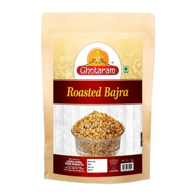 Ghotaram Fresh Roasted Bajra Millet Puffs, Low Calorie, High Fibre, Gluten-Free, Healthy Namkeen Snack, Diabetic Friendly Roasted Bajra Pearls Travel Friendly No Preservatives-300g*1Pack