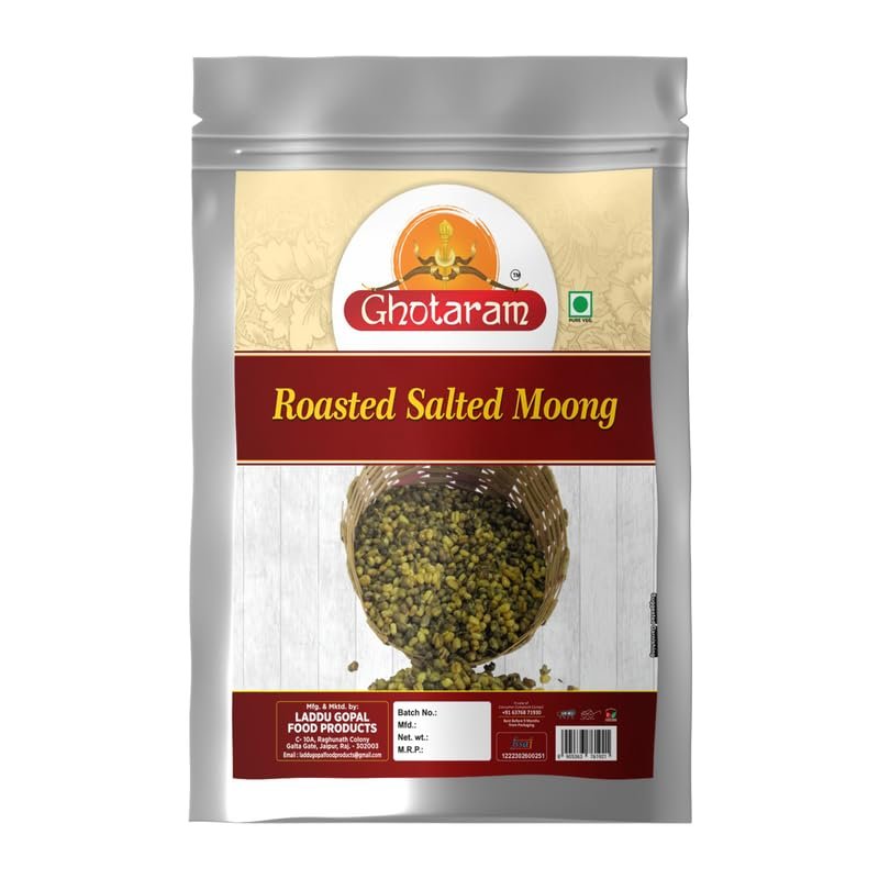 Ghotaram Suryapur Authentic Roasted Maash Green Moong Namkeen Snack, Sprouted Roasted Mung Bean Green Gram Namkeen Snack, Ready to Eat Party Savoury Snack Healthy Diet Snack-300g*1Pack