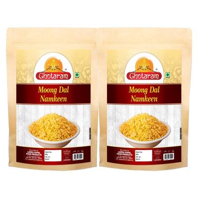 Ghotaram Aslee Marwar Ki Moong Dal Crispy Moong Dal coated with Salt, Not Spiced yet Flavorful, Favorite Teatime Snack of India, Made with Ground Nut Oil Diwali Healthy Namkeen-150g*2Pack