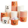 150 Pcs Halloween Treat Snack Cups 8 Oz Disposable Pumpkin Ghost Bowls Spooky Disposable Paper Cup White Orange Paper Cup Dessert Ice Cream Bowls Food Tasting Cups for Halloween Party Supplies view 1