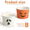 150 Pcs Halloween Treat Snack Cups 8 Oz Disposable Pumpkin Ghost Bowls Spooky Disposable Paper Cup White Orange Paper Cup Dessert Ice Cream Bowls Food Tasting Cups for Halloween Party Supplies view 2