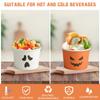 150 Pcs Halloween Treat Snack Cups 8 Oz Disposable Pumpkin Ghost Bowls Spooky Disposable Paper Cup White Orange Paper Cup Dessert Ice Cream Bowls Food Tasting Cups for Halloween Party Supplies view 3