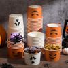 150 Pcs Halloween Treat Snack Cups 8 Oz Disposable Pumpkin Ghost Bowls Spooky Disposable Paper Cup White Orange Paper Cup Dessert Ice Cream Bowls Food Tasting Cups for Halloween Party Supplies view 4