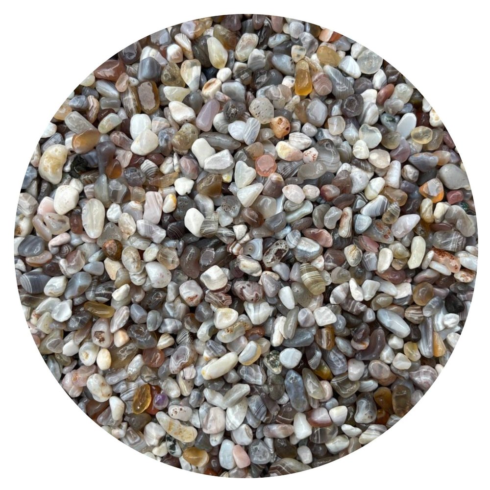 0.5 Pound Natural Semi Botswana Agate Gemstone Chips, Crushed Mini Botswana Agate Tumbled Crystal, Undrilled Crystal Chips (Botswana Agate)