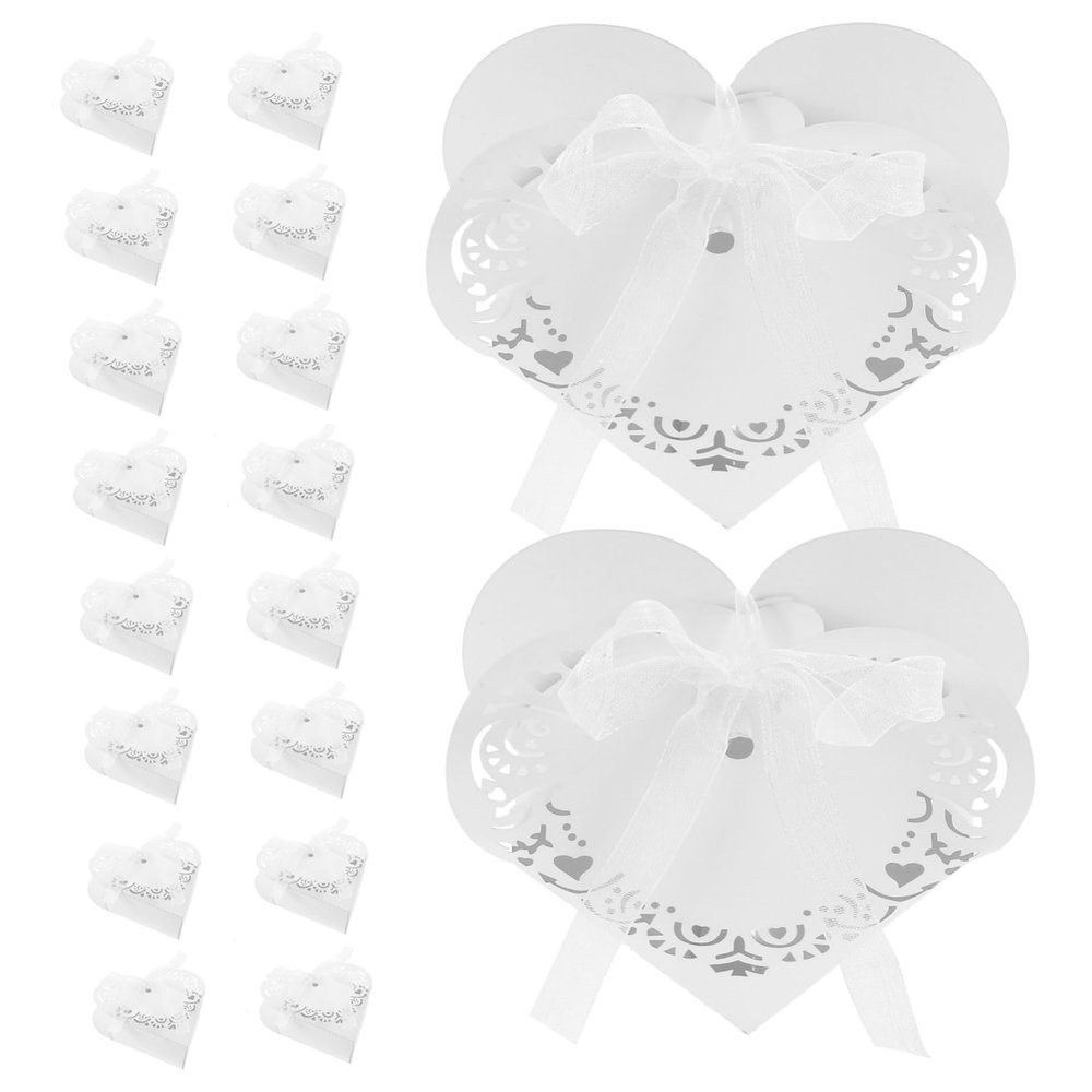 50pcs Boxes Hollow Carton Bride Favor Boxes for Wedding Chocolate Paper White Wedding Candy Party Birthday Candy Hollow Out Small Box
