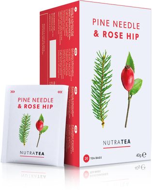 Nutra Tea - Pine Needle & Rose Hip Tea | Pine Needle Tea | Rose Hips Tea - 20 Tea Bags - Herbal Tea