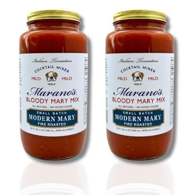Marano's Small Batch Premium Bloody Mary Mixer, 32 oz. (Pack of 2) - No Added Sugar, Water, Paste - Gluten Free, Non-GMO, Paleo/Keto Friendly. Made with 100% Italian Tomatoes (Modern | Scary) (Modern Mary)