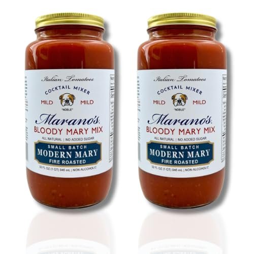 Marano's Small Batch Premium Bloody Mary Mixer, 32 oz. (Pack of 2) - No Added Sugar, Water, Paste - Gluten Free, Non-GMO, Paleo/Keto Friendly. Made with 100% Italian Tomatoes (Modern | Scary) (Modern Mary)