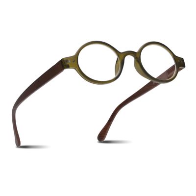 2SeeLife Small Round TR-90 Reading Glasses for Men & Women - Narrow-Medium Fit, Sturdy Frame, Spring Hinges, Retro Readers, Green, +0.50
