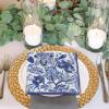 AnyDesign 80 Pack Blue Floral Paper Napkin Disposable Blue and White Flower Luncheon Napkin 6.5 x 6.5 Inch Retro Floral Dessert Dinner Hand Napkin for Birthday Wedding Baby Shower Bridal Shower view 4