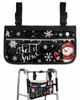 Christmas Wheelchair Side Bag Walker Bag, Xmas Red Snowman Snowflake Black Wheelchair Accessories Armrest Pouch, Organizer Storage Bag for Walkers, Rollators, Scooters, 7.3''x13'' view 1
