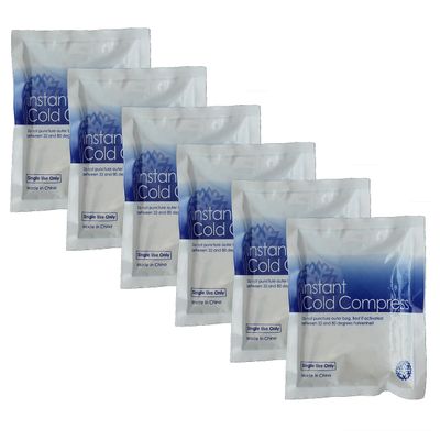 6 Pk Disposable Instant Cold Compress Ice Pack Injury Sprain Cooling First Aid Large 8.75"L X 5.75"W Ready to Use Arm Knee Ankle Pain Relief Headache Cramps Sports Joint Muscle Strains Gel Bead Wrap